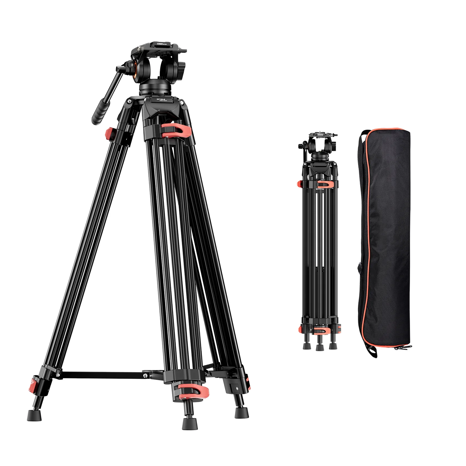 COMAN DF16LS 74.4” Heavy Duty Video Tripod with Fluid Head | 17.6lbs Load - Image 2