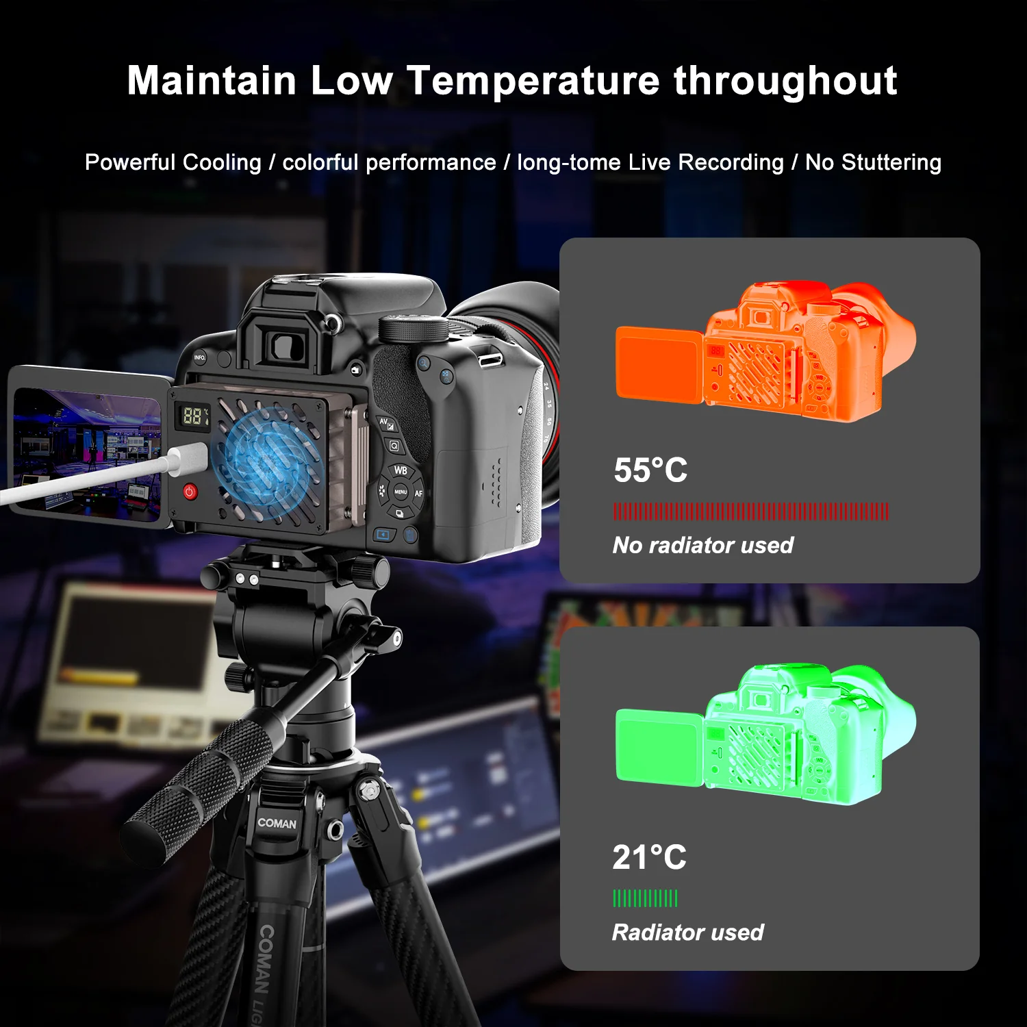 COMAN E11 Camera Cooler for Sony, Canon, Fuji – Fast, Quiet Cooling - Image 5