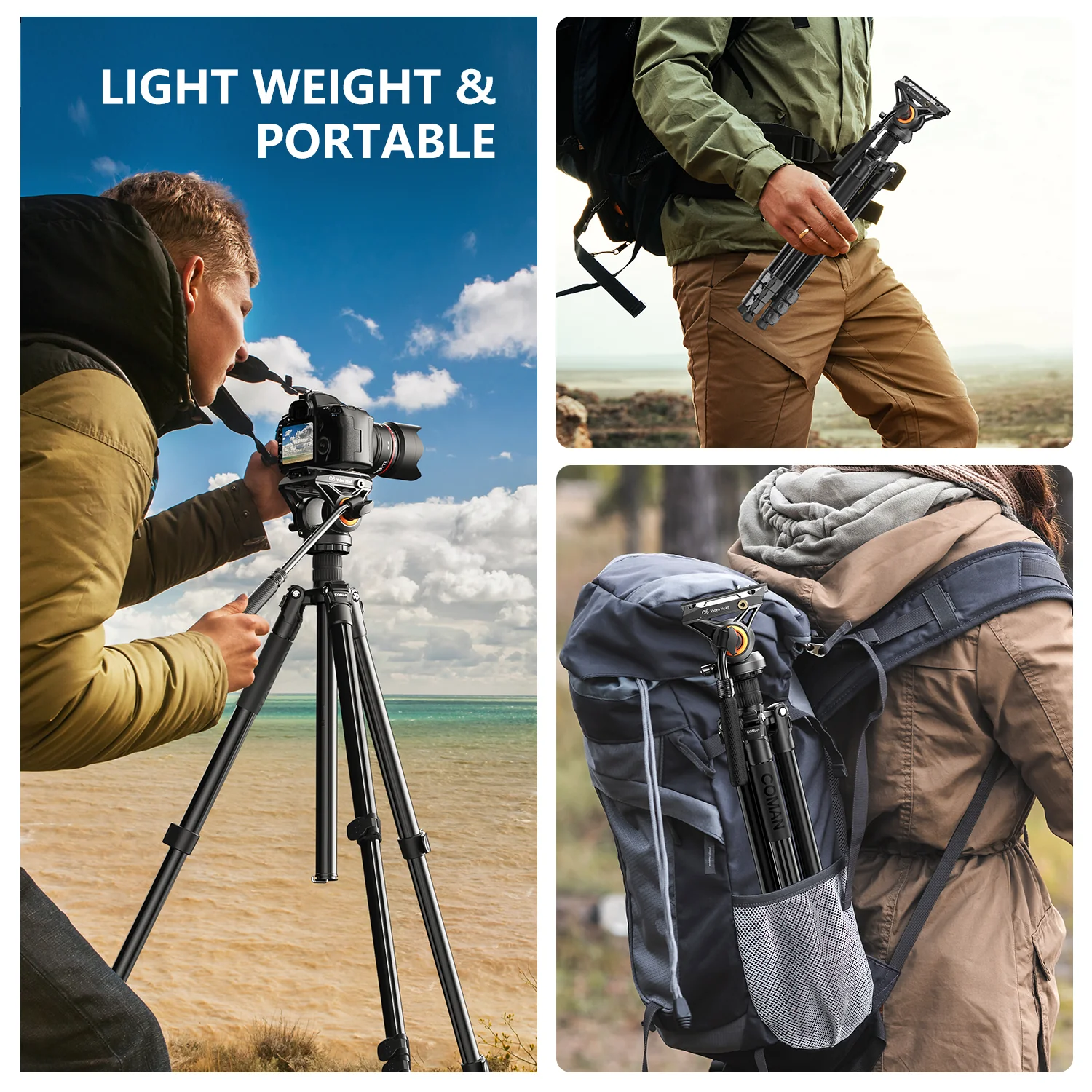 COMAN KX3939Plus Camera Tripod for DSLR, DJI RS2/RS3/RS4, Manfrotto - Image 2