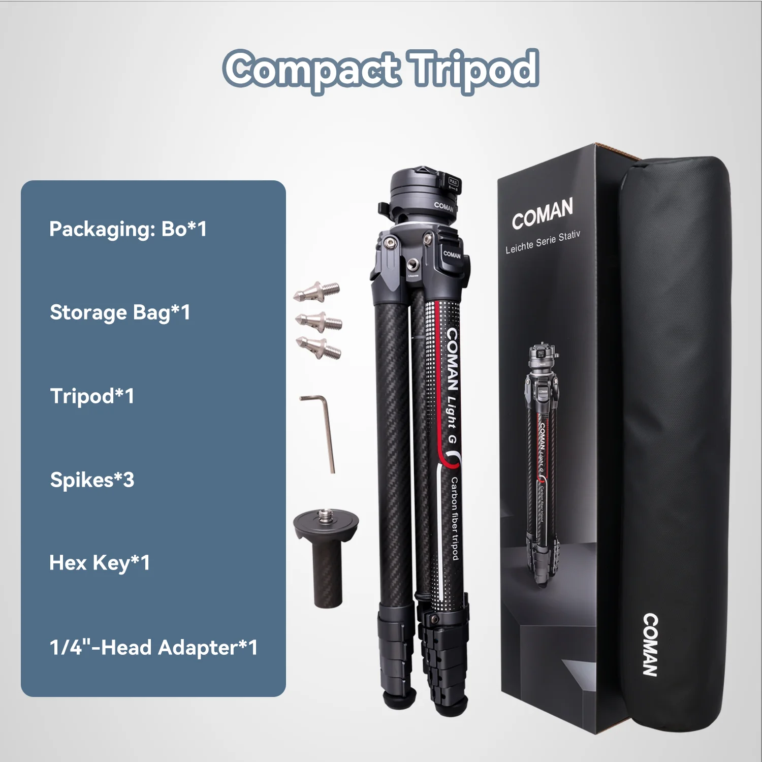 Coman Light G Lightweight Tripod For DSLR, Portable Compact for Travel - Image 13