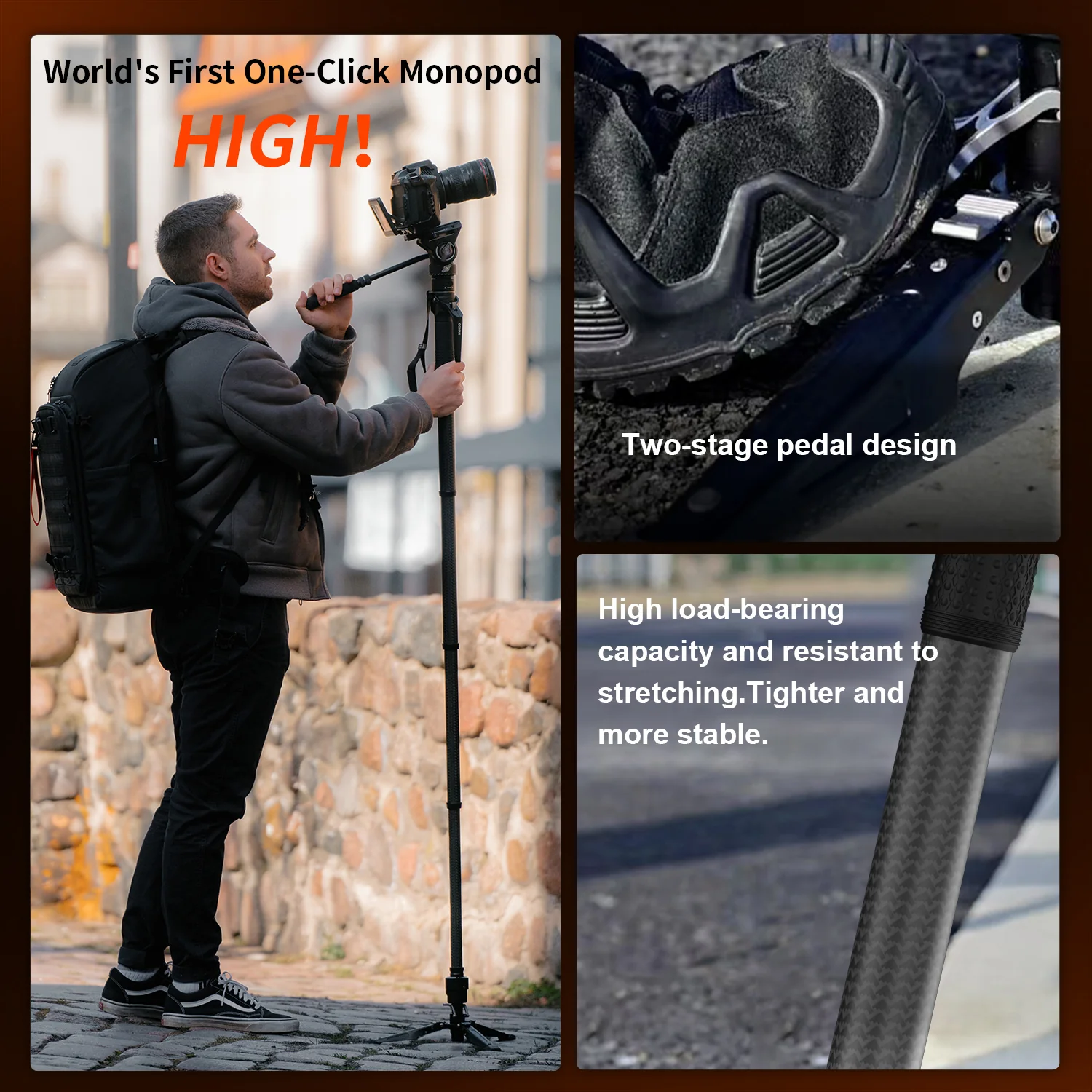 COMAN M1V5 Carbon Fiber Monopod with V5 Head, 67" Height, 22 lbs Load - Image 12