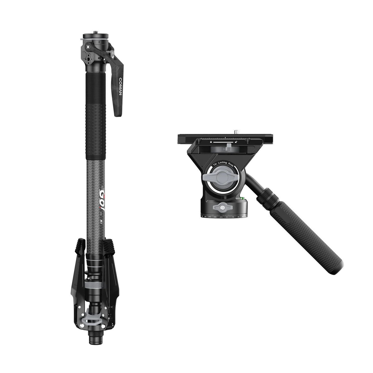 COMAN M1V5 Carbon Fiber Monopod with V5 Head, 67" Height, 22 lbs Load - Image 7
