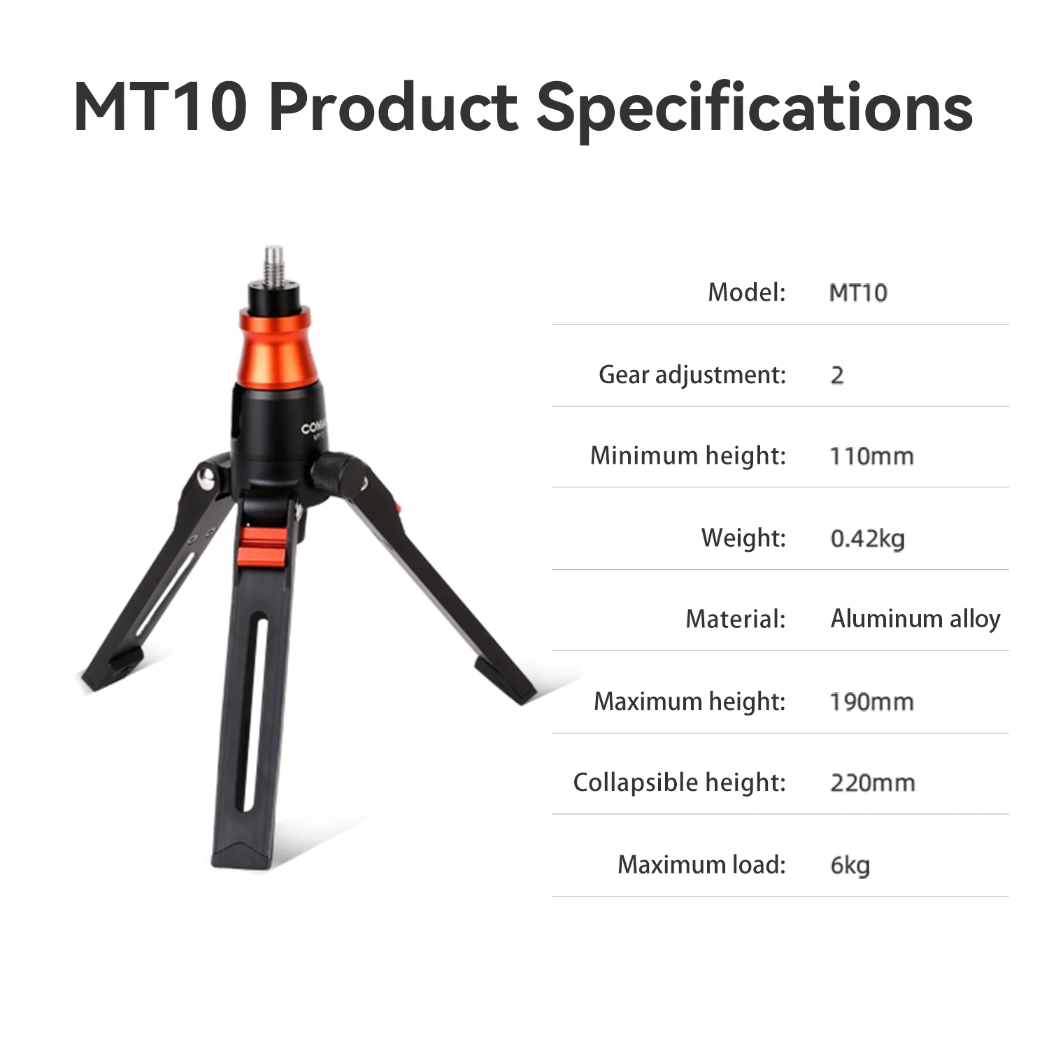 COMAN MT10 Tripod Base for Monopod DK327AQ6– 155mm Extendable, 6kg Load, Quick Lock - Image 2