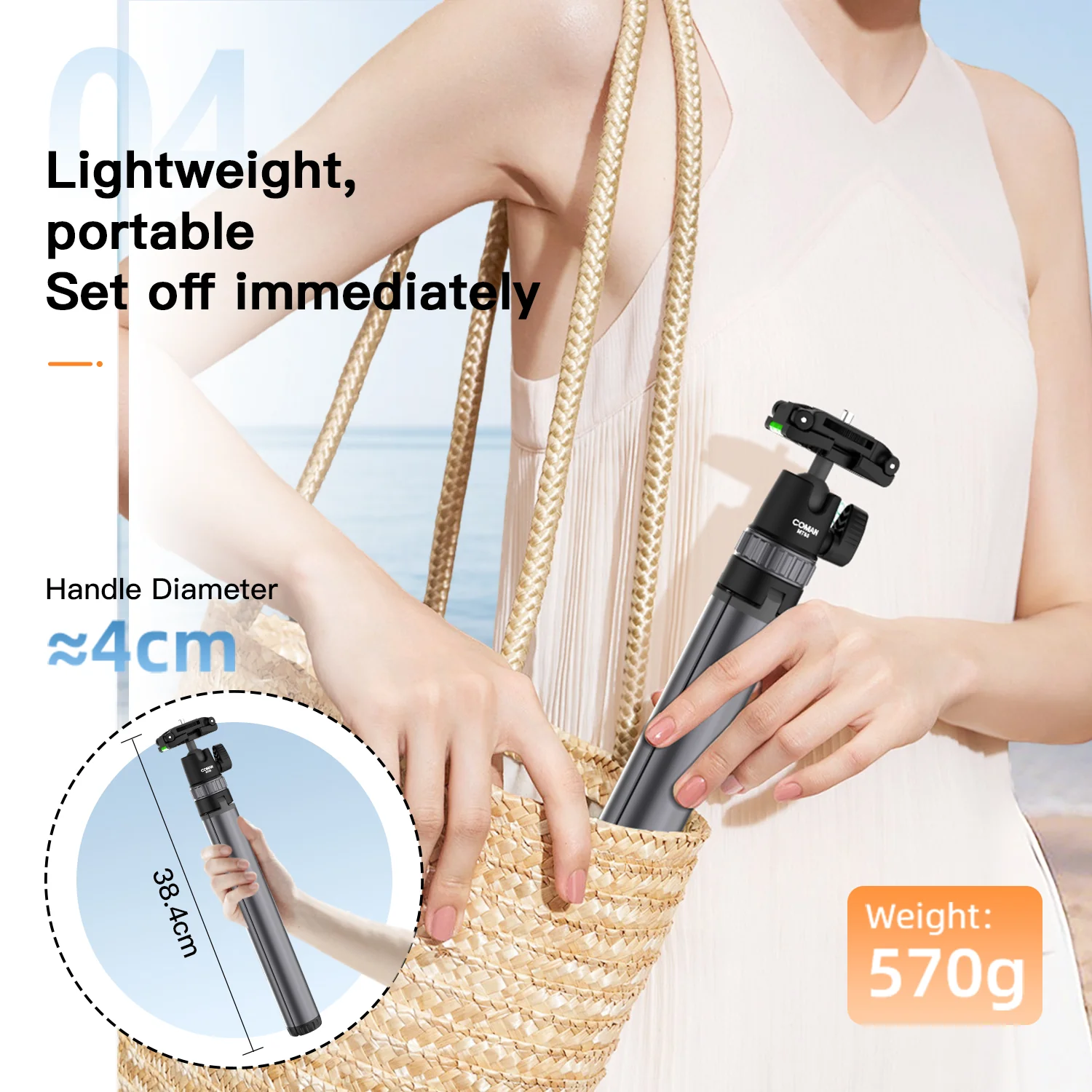COMAN MT66 Portable Selfie Stick Tripod With Remote Control 185cm - Image 11