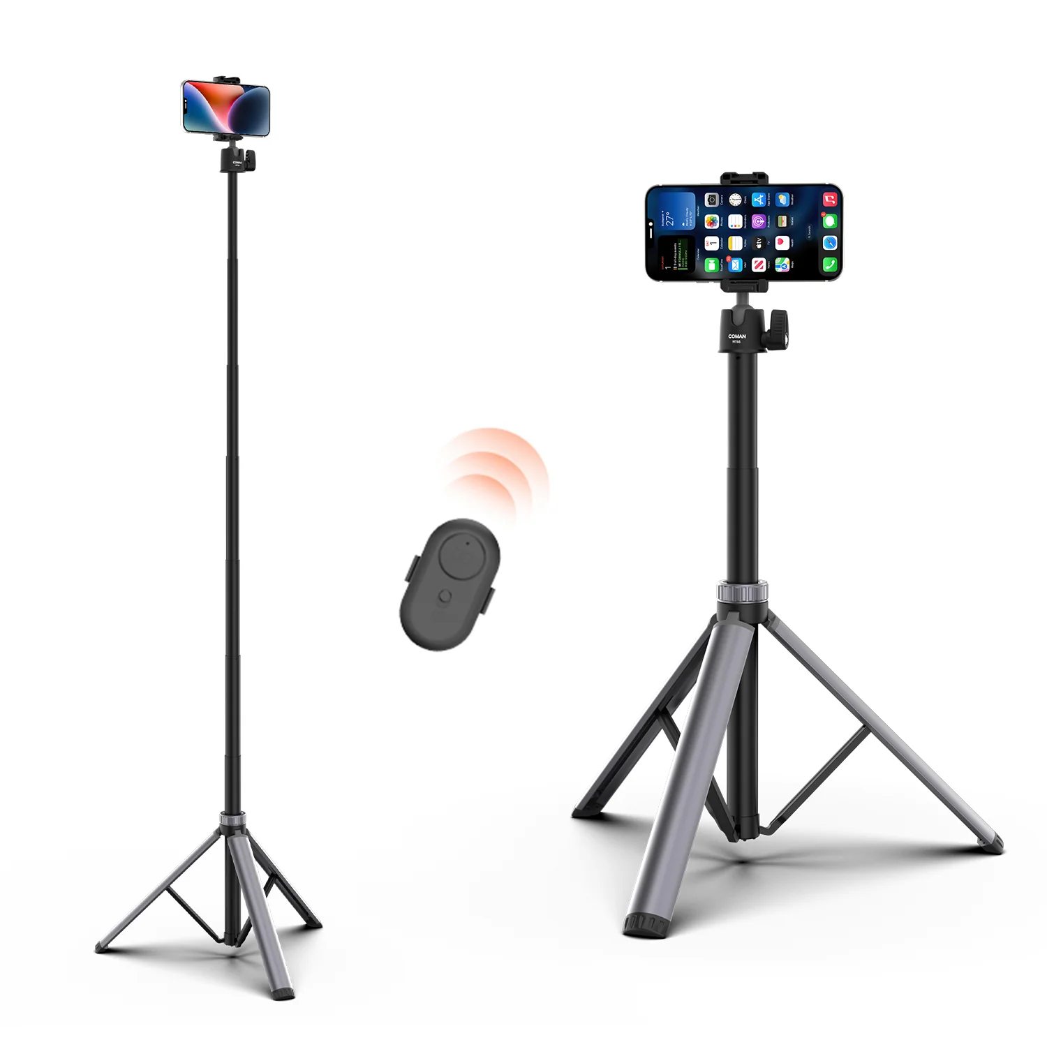 COMAN MT66 Portable Selfie Stick Tripod With Remote Control 185cm - Image 3