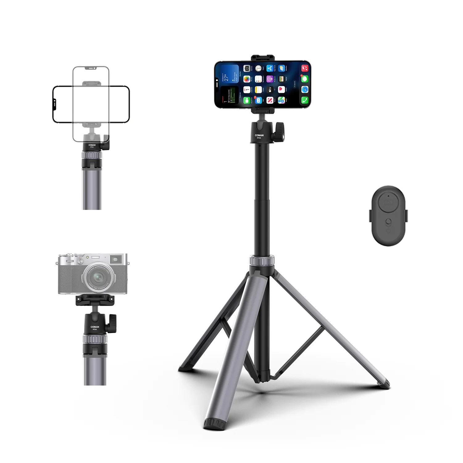 COMAN MT66 Portable Selfie Stick Tripod With Remote Control 185cm - Image 5