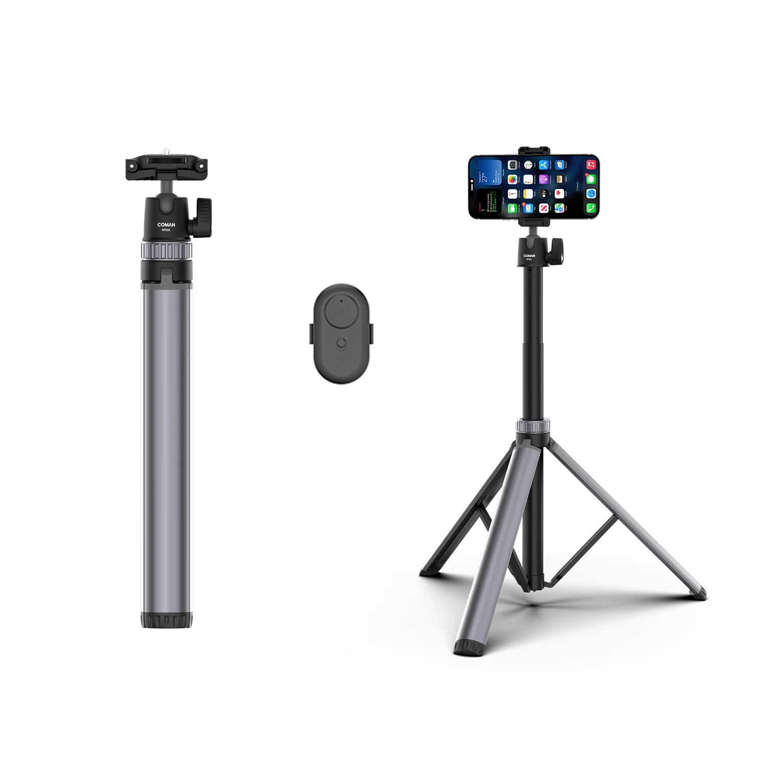 COMAN MT66 Portable Selfie Stick Tripod With Remote Control 185cm - Image 6