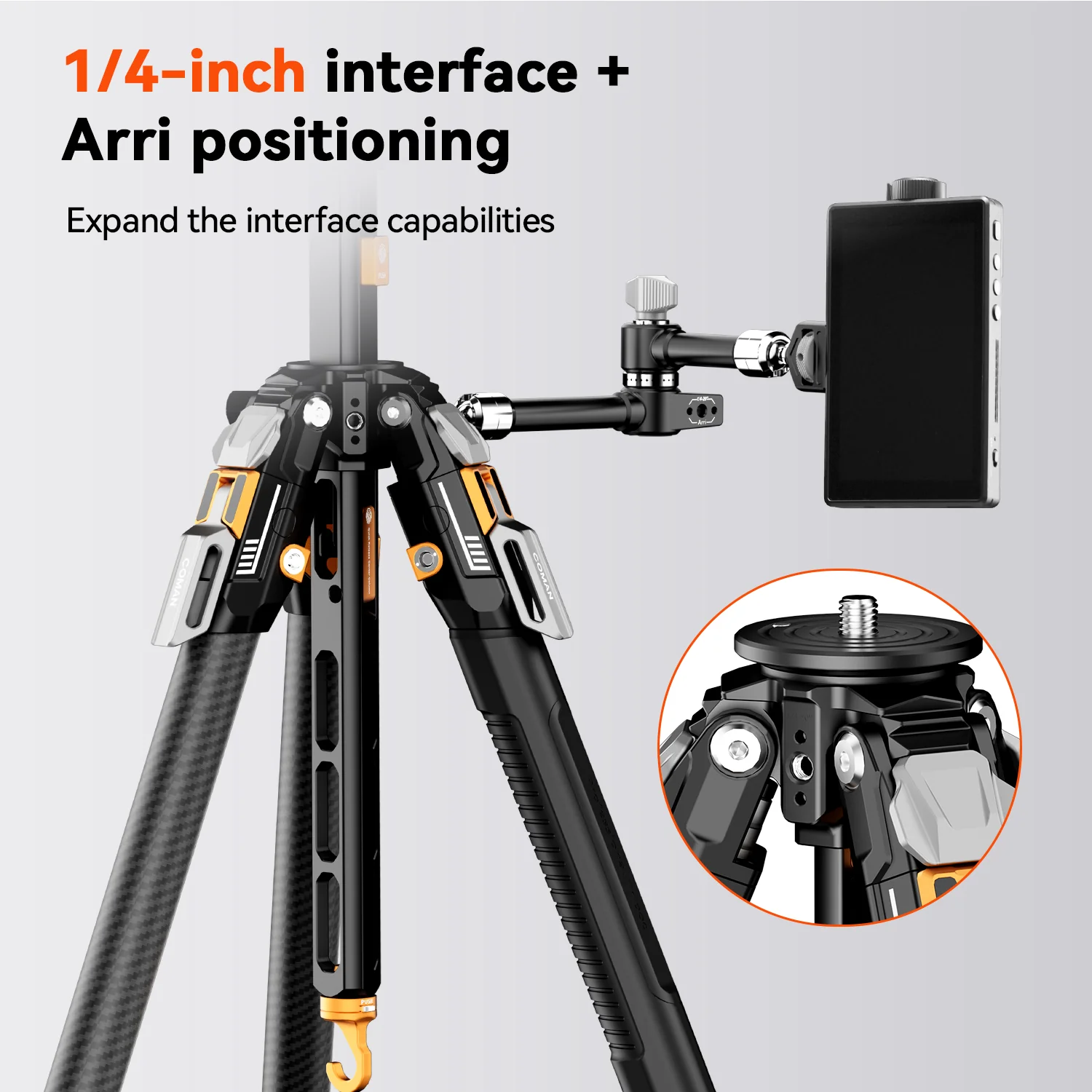 COMAN T1 Snap-Open Carbon Fiber Video and Photo Tripod 4 Section Legs Adjustable Angles 62.9" - Image 10