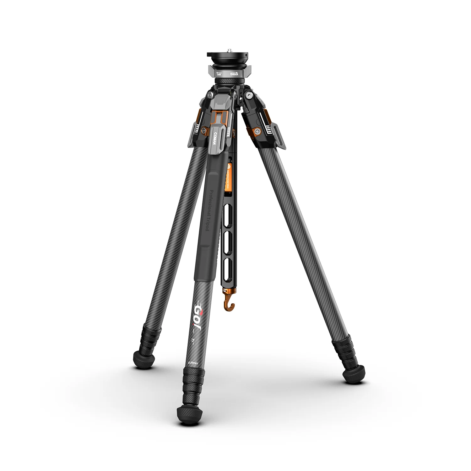 COMAN T1S Snap-Open Carbon Fiber Video and Photography Tripod with Bowl Head 4 Legs 64.8" - Image 3