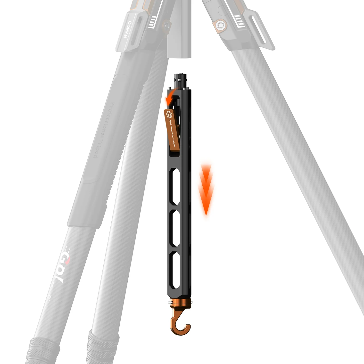 COMAN T1S Snap-Open Carbon Fiber Video and Photography Tripod with Bowl Head 4 Legs 64.8" - Image 5
