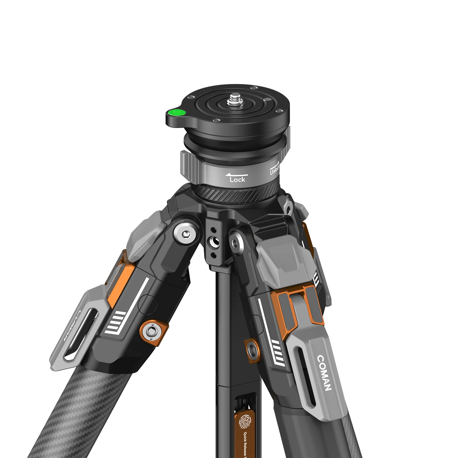 COMAN T1S Snap-Open Carbon Fiber Video and Photography Tripod with Bowl Head 4 Legs 64.8" - Image 6
