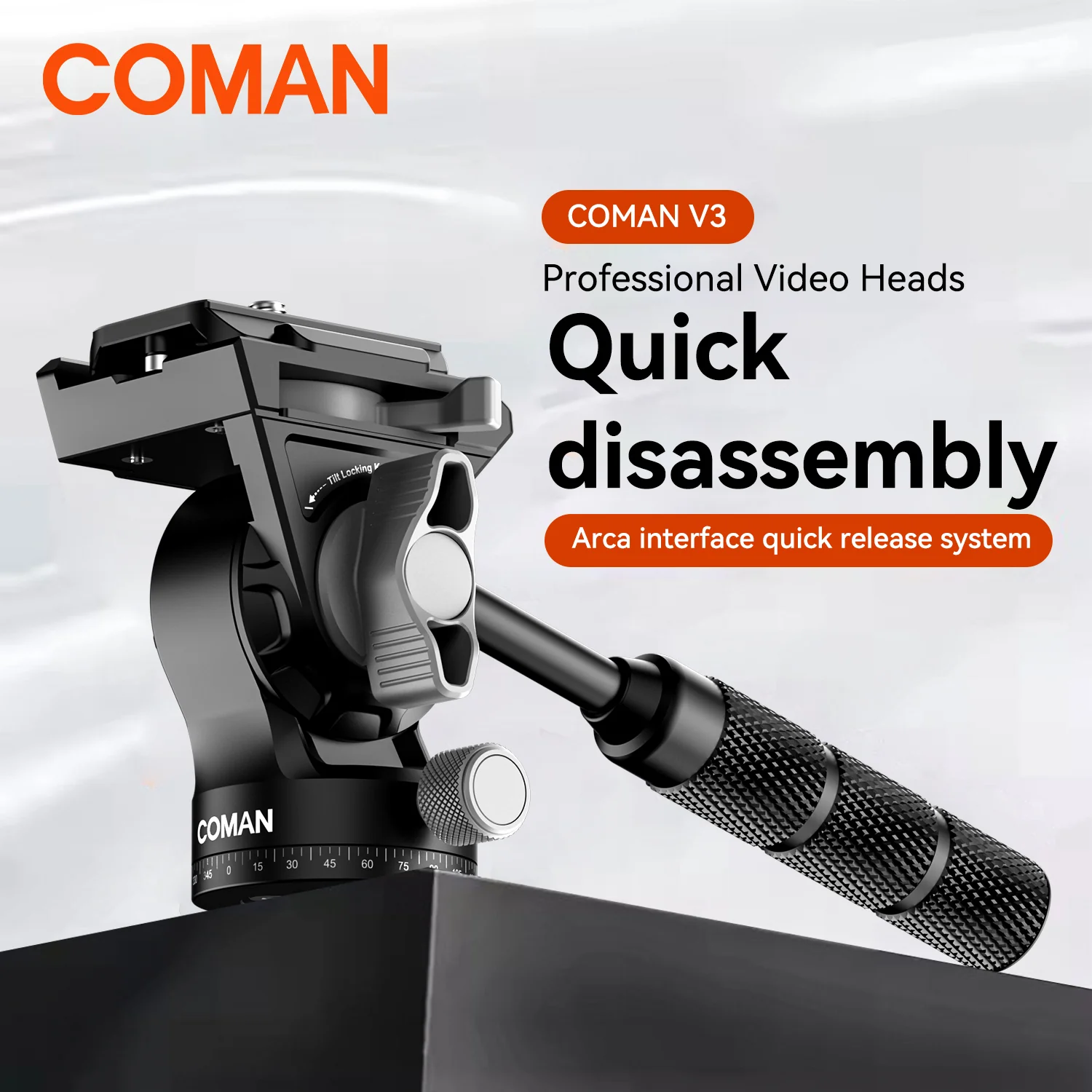 COMAN V3 Mini Fluid Head For Tripods Aluminum Arca Swiss Quick Release - Image 6