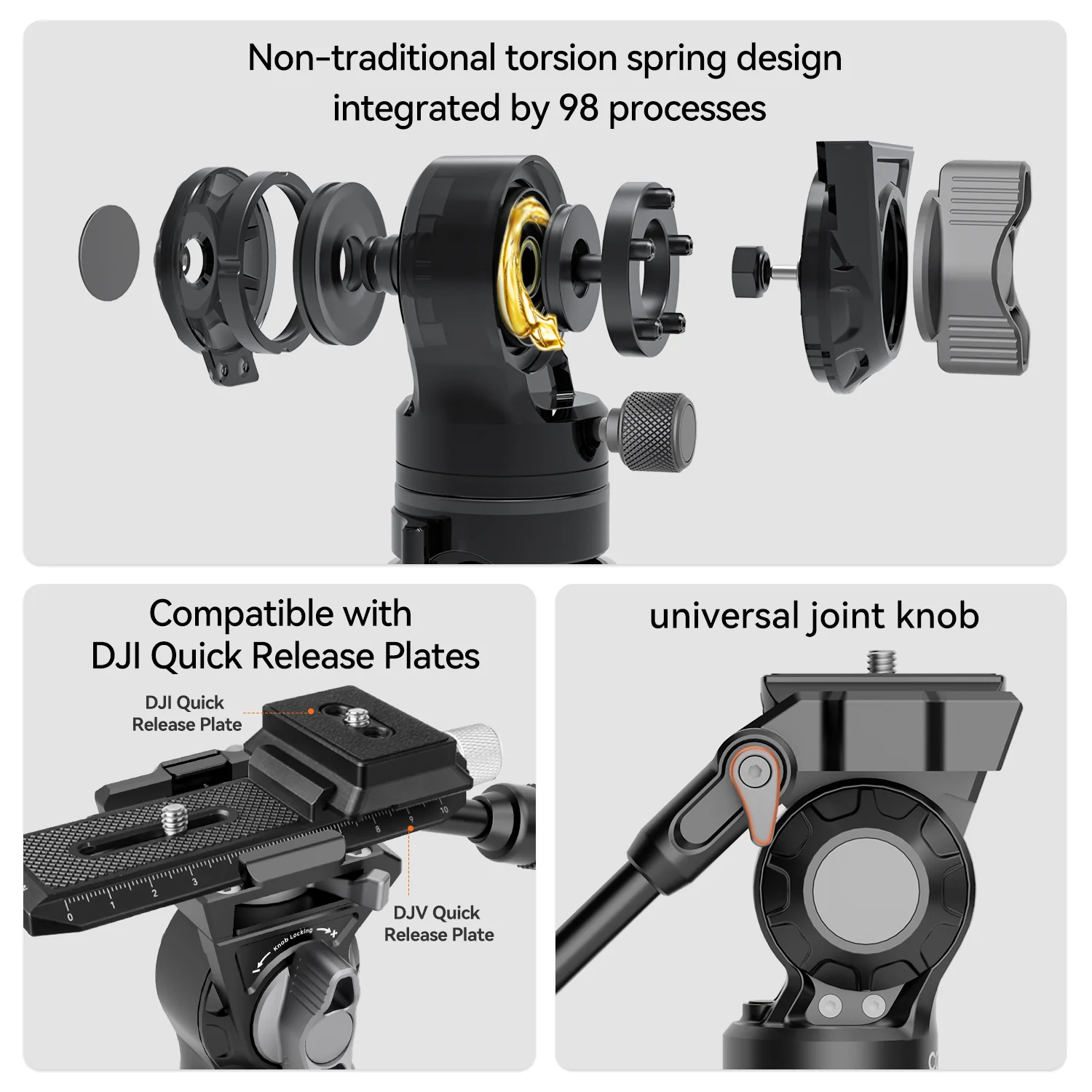 COMAN V3 Mini Fluid Head For Tripods Aluminum Arca Swiss Quick Release - Image 7