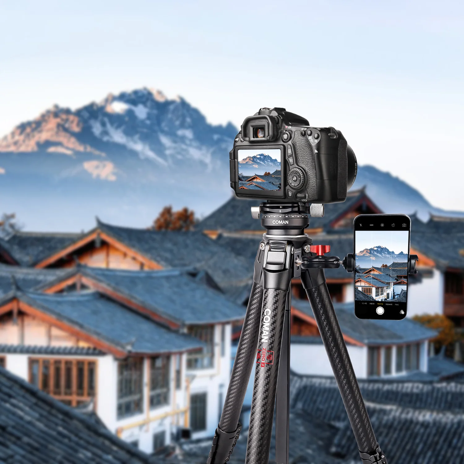 Coman Zero Y Professional Carbon Fiber Travel Tripod, 360° Ball Head, Arca Swiss for DSLR - Image 15