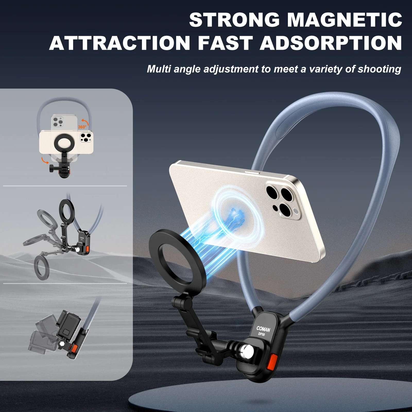 Coman DP50 Magnetic Neck Mount, Flexible Hands-free Phone Mount - Image 3
