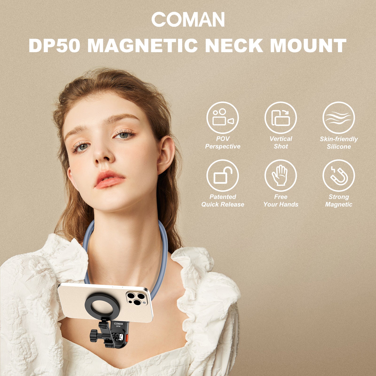 Coman DP50 Magnetic Neck Mount, Flexible Hands-free Phone Mount - Image 5