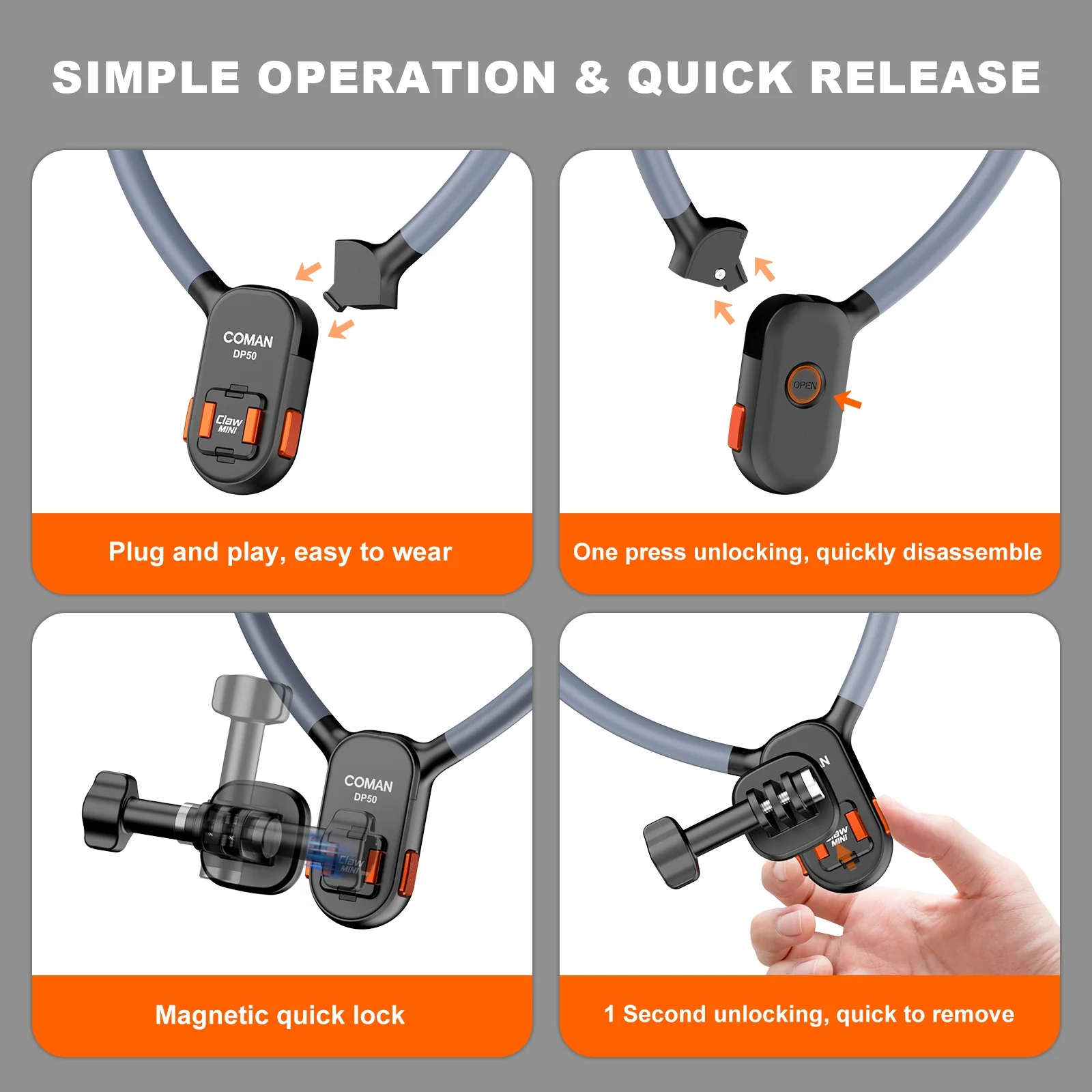 Coman DP50 Magnetic Neck Mount, Flexible Hands-free Phone Mount - Image 7