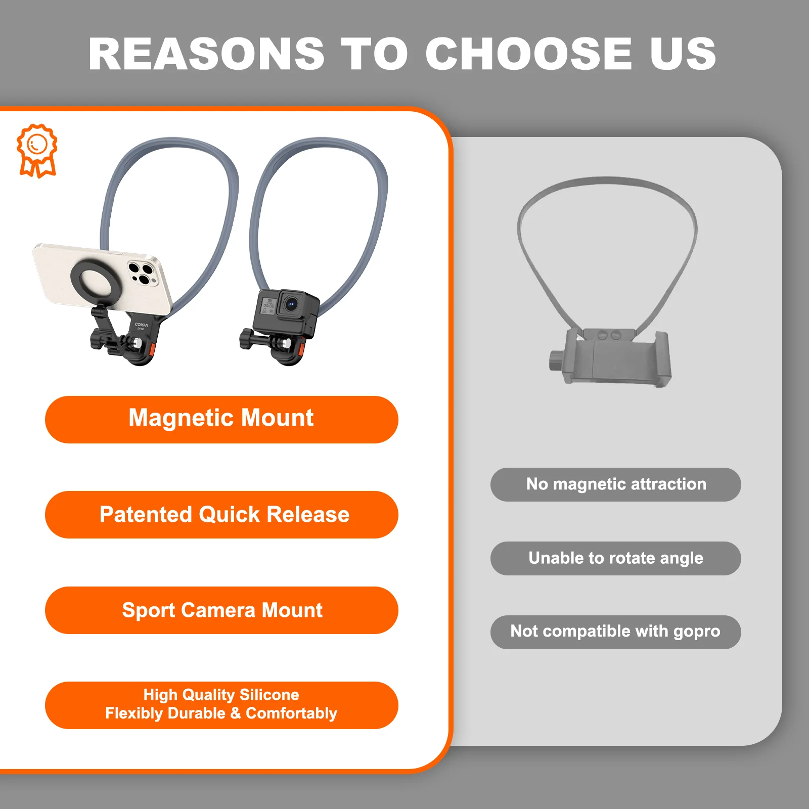 Coman DP50 Magnetic Neck Mount, Flexible Hands-free Phone Mount - Image 8