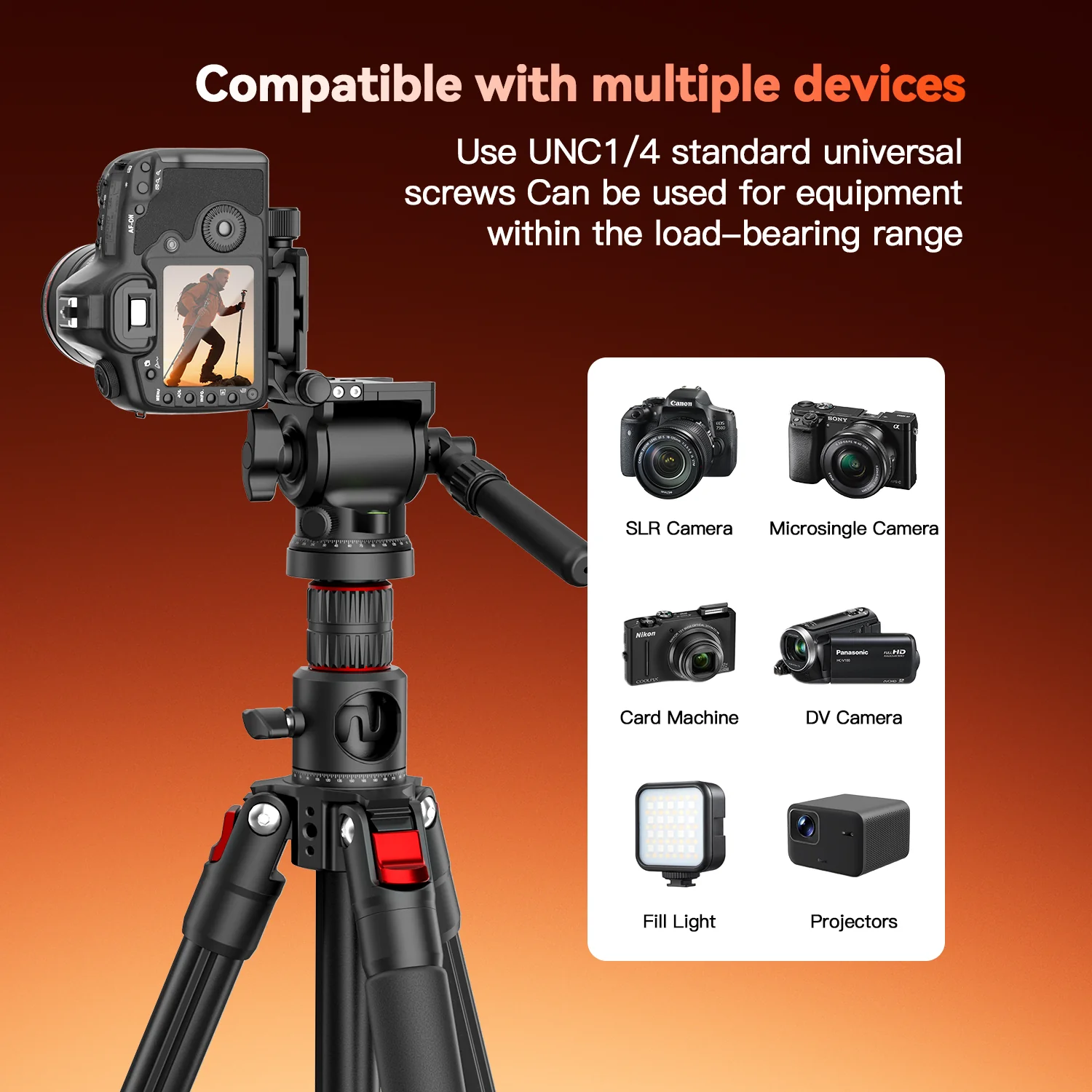 COMAN KX3939Mini A32&V1 Multi-Functional Horizontal Tripod & Monopod with Fluid Head & 360° Ball Head, 1810mm, 15KG Load - Image 7