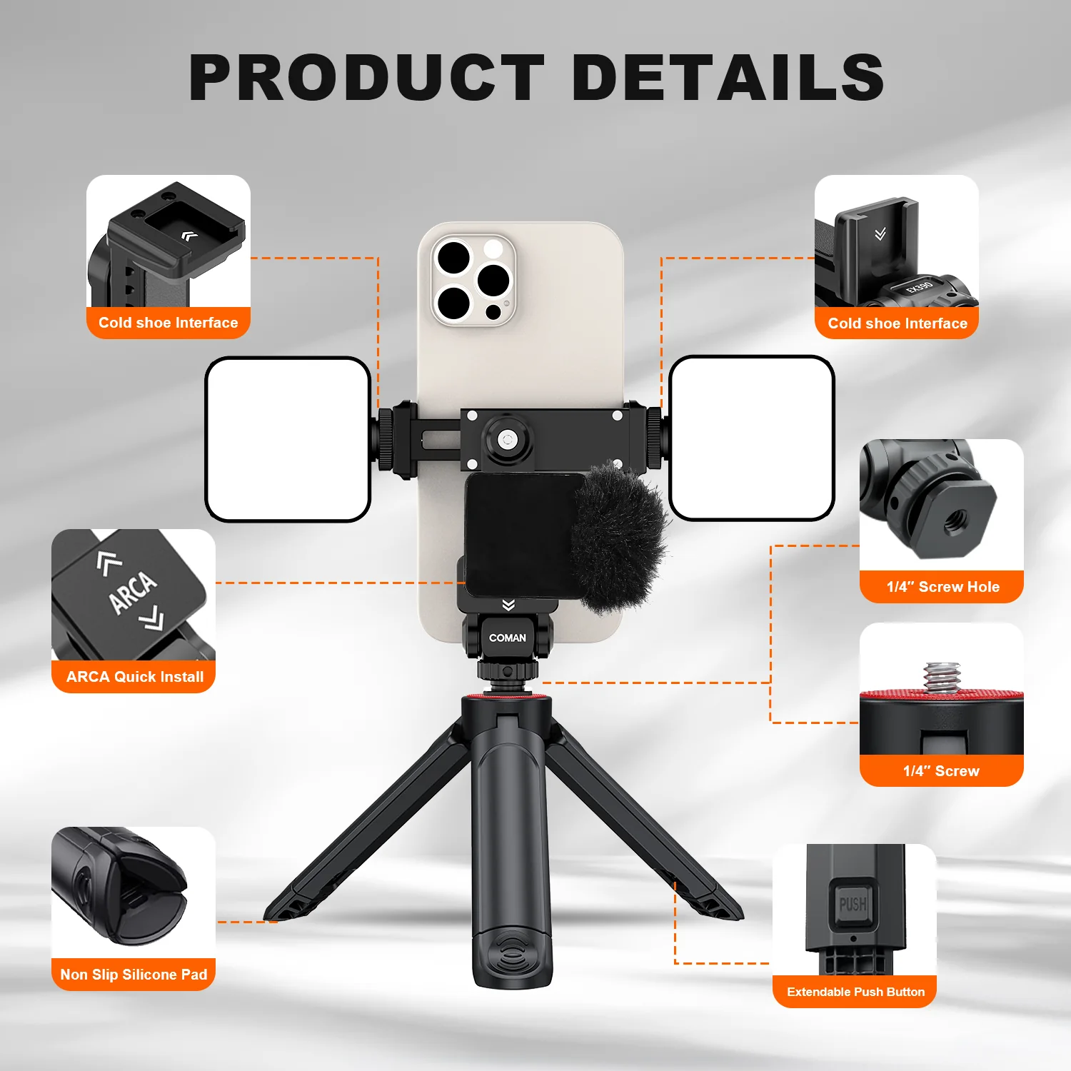 COMAN EX390Mini Phone Tripod Desktop With Non-slip Base - Image 4