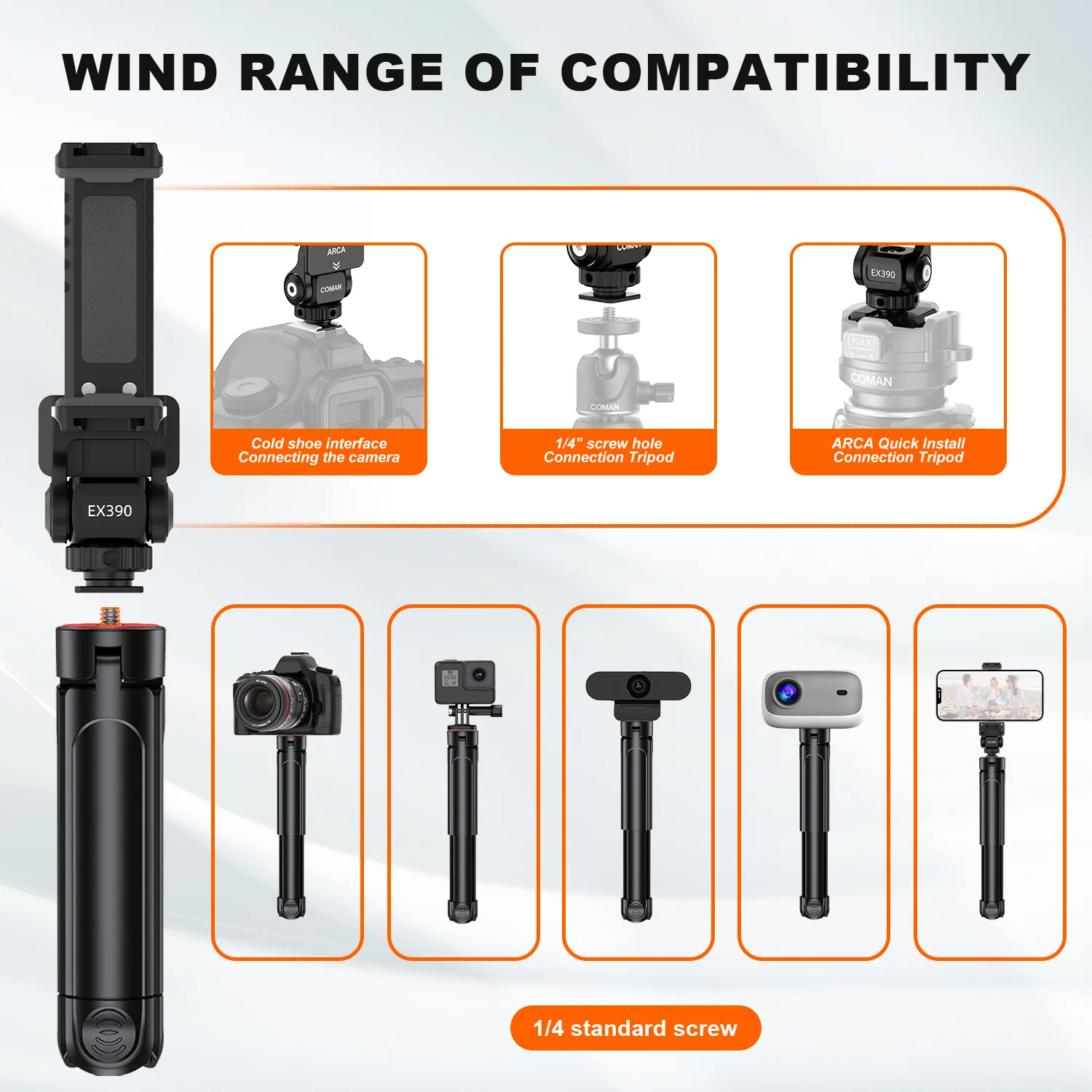 COMAN EX390Mini Phone Tripod Desktop With Non-slip Base - Image 6