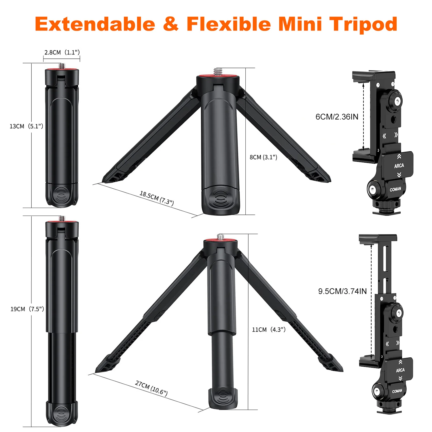 COMAN EX390Mini Phone Tripod Desktop With Non-slip Base - Image 7